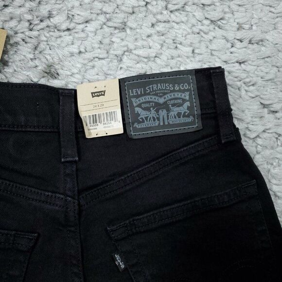 Levi's High Waisted Mom Jeans Tapered Stretch Size 24 x 29 Black High Rise - Picture 4 of 12